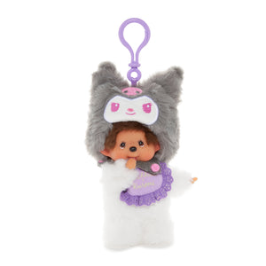 Kuromi x Monchhichi Plush Mascot Keychain (Monchhichi) Accessory Aliquantum International Inc