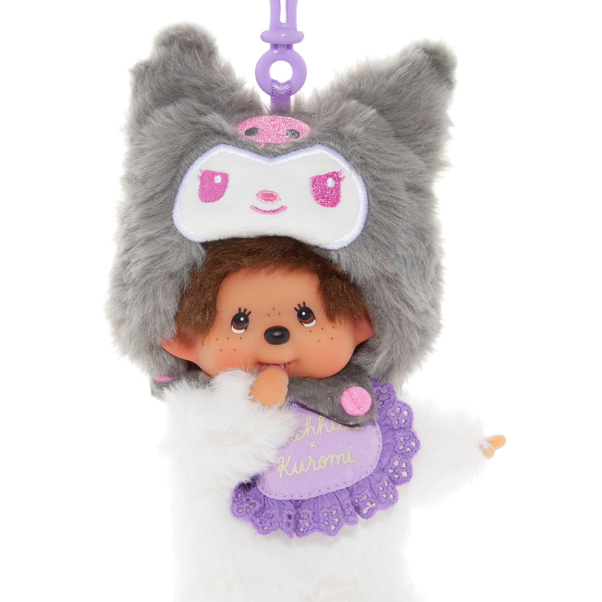 Kuromi x Monchhichi Plush Mascot Keychain (Monchhichi) Accessory Aliquantum International Inc