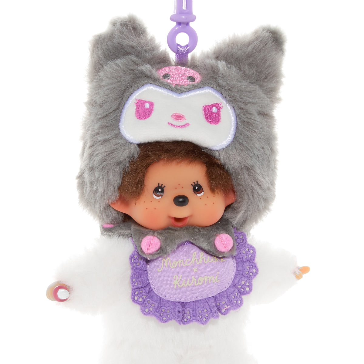Kuromi x Monchhichi Plush Mascot Keychain (Monchhichi) Accessory Aliquantum International Inc