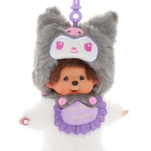 Kuromi x Monchhichi Plush Mascot Keychain (Monchhichi) Accessory Aliquantum International Inc
