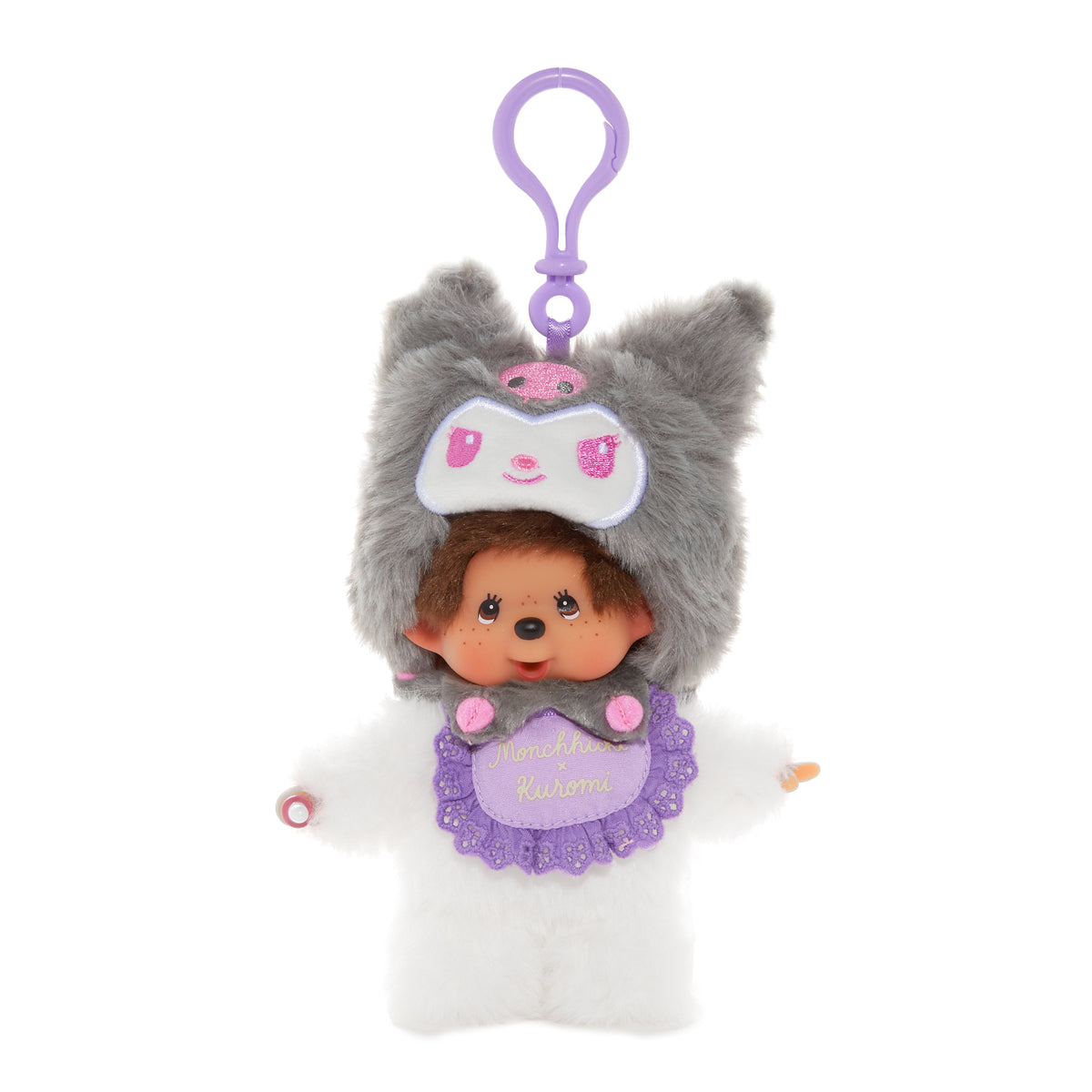 Kuromi x Monchhichi Plush Mascot Keychain (Monchhichi) Accessory Aliquantum International Inc