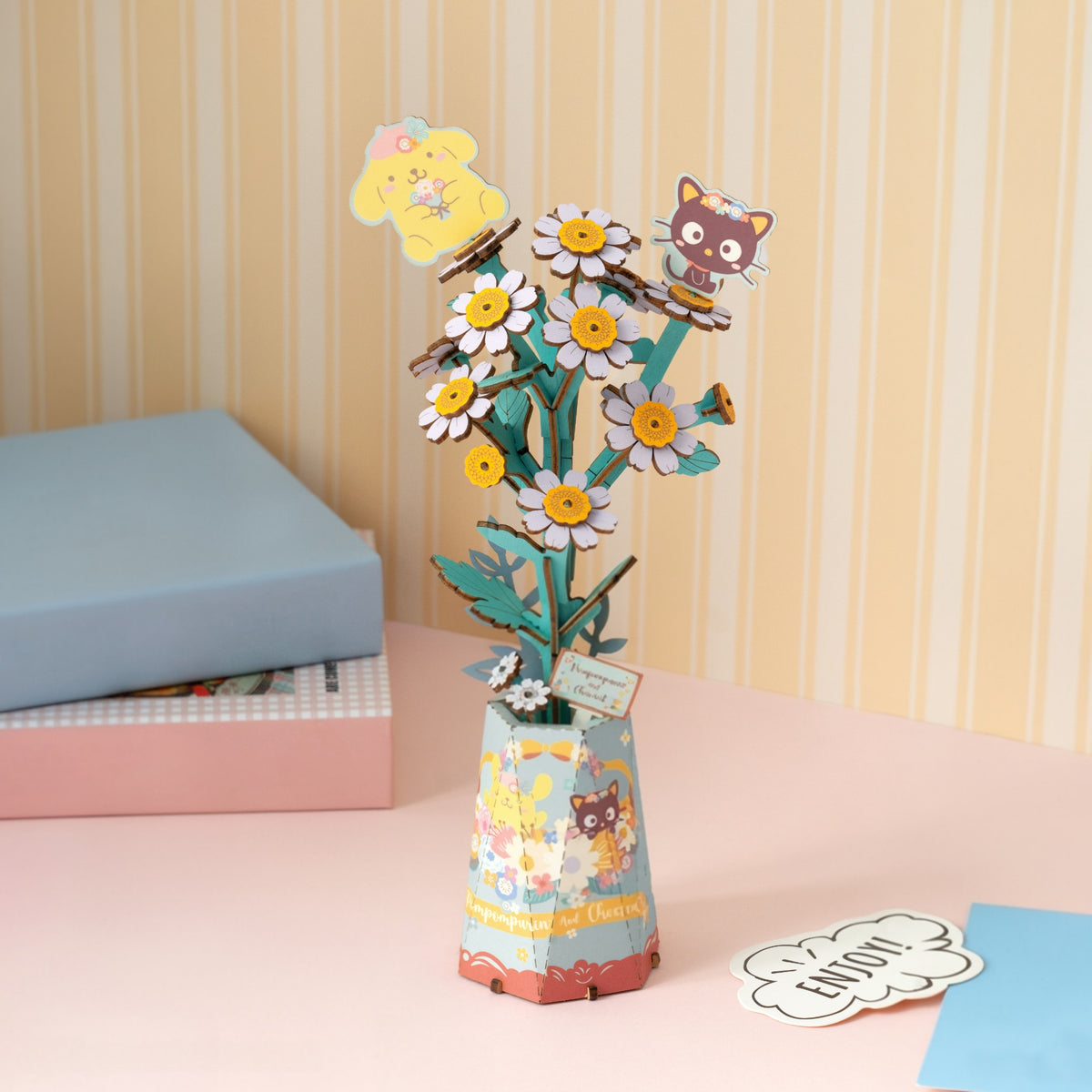 Pompompurin & Chococat Chamomile 3D Wooden Flower Puzzle Kit Toys&Games Hands Craft