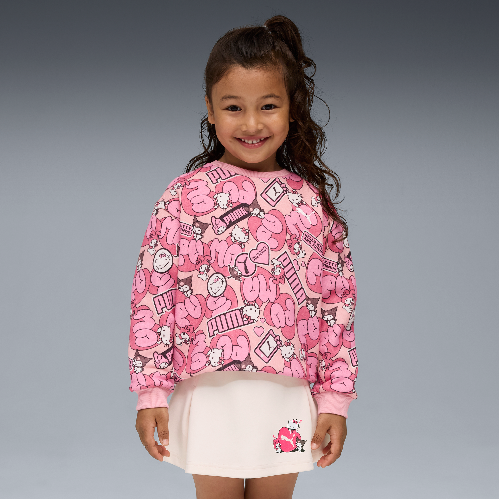 Hello Kitty and Friends x PUMA Kids Relaxed All-over Print Crewneck (Pinkscape) Apparel PUMA