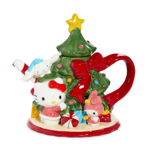 Hello Kitty and Friends Ceramic Holiday Tree Teapot Seasonal Blue Sky Clayworks