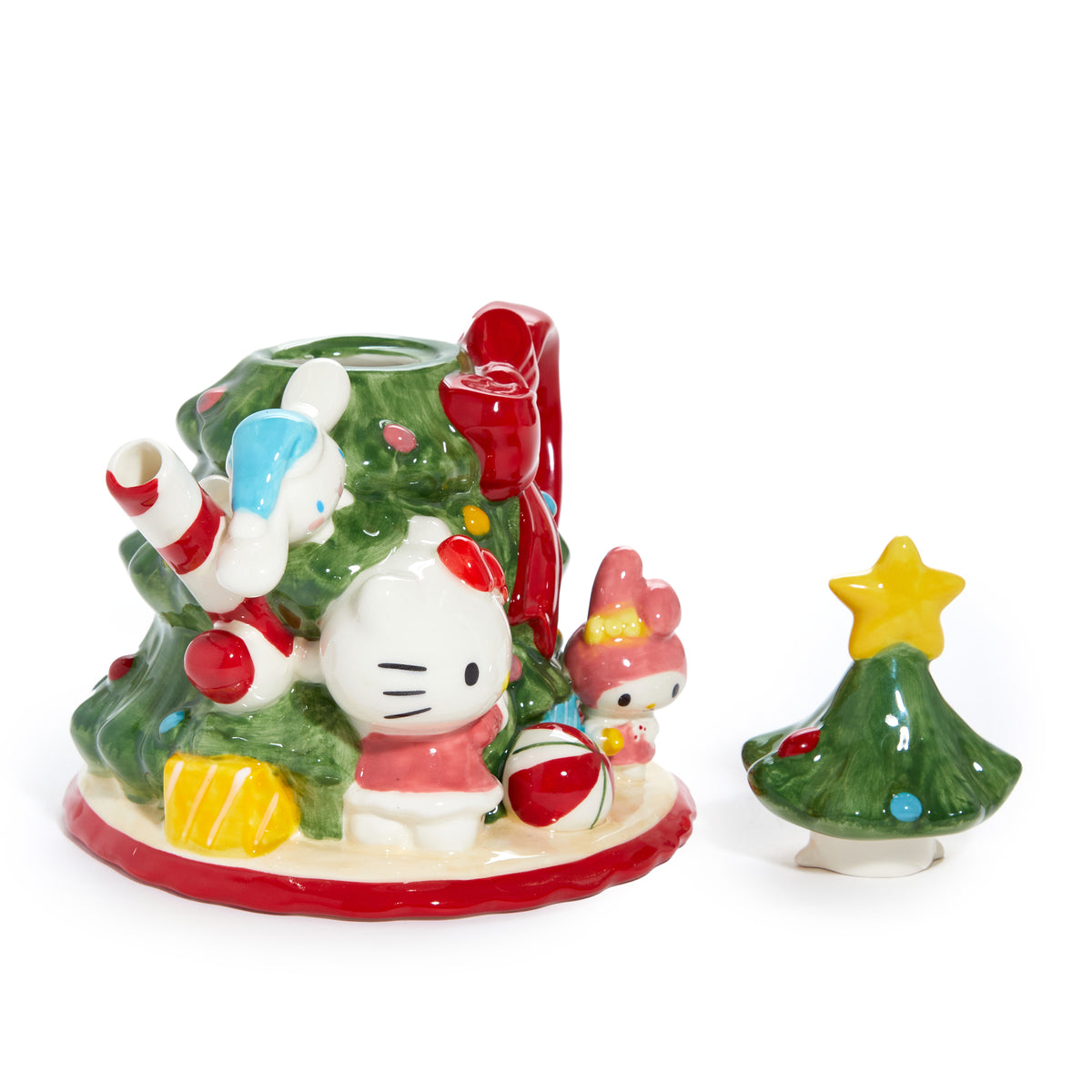 Hello Kitty and Friends Ceramic Holiday Tree Teapot Seasonal Blue Sky Clayworks