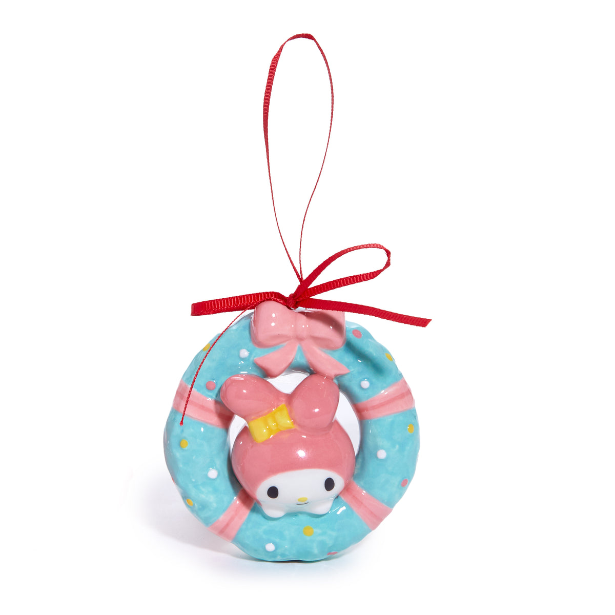 Hello Kitty and My Melody 2-pc Holiday Ceramic Ornament Set (Pastel Pink) Seasonal Blue Sky Clayworks
