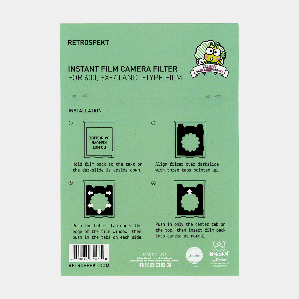 Keroppi 35th Anniversary Instant Film Photo Filters (5-Pack) Accessory RETROSPEKT   