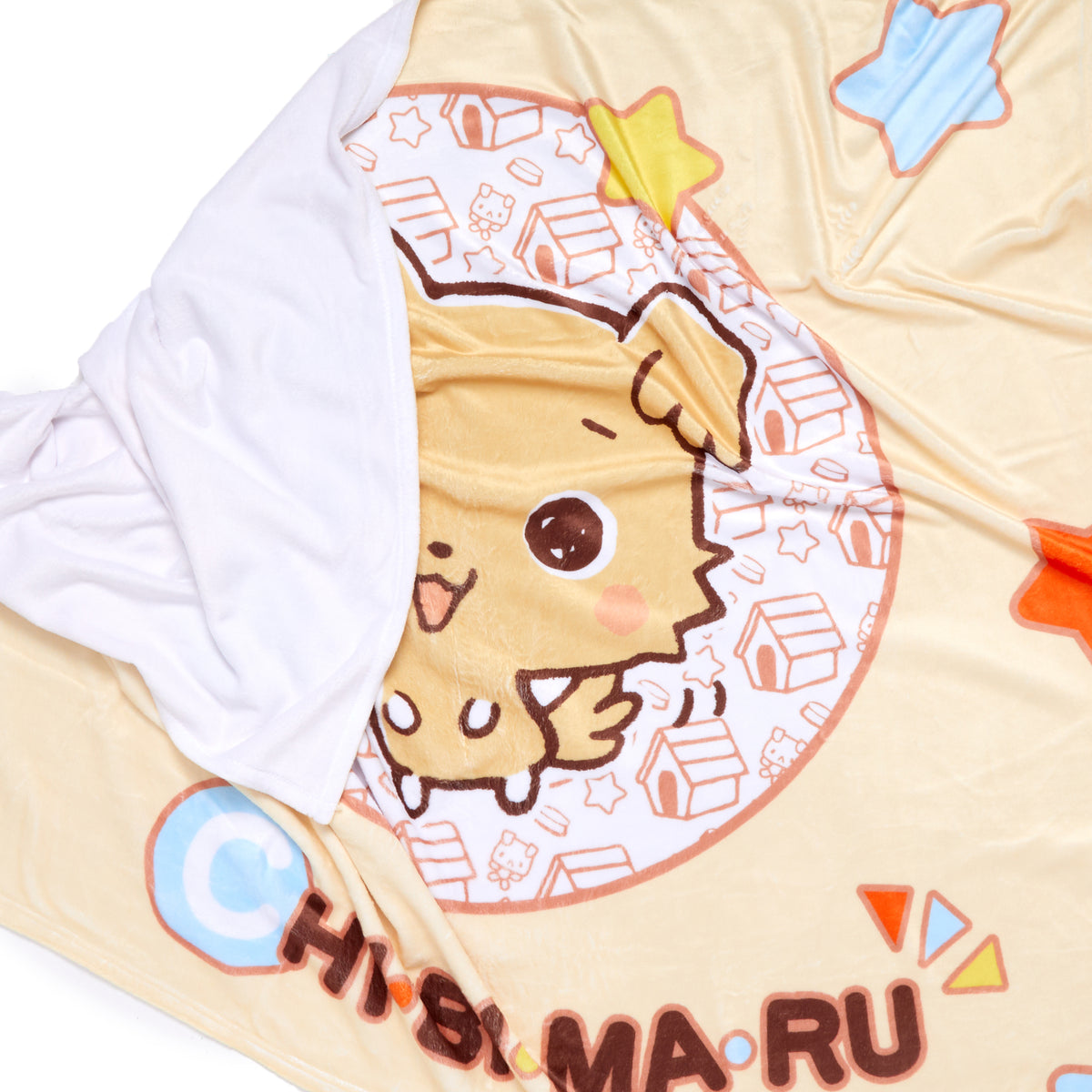 Chibimaru Cheerful Pup Throw Blanket Home Goods Printful   