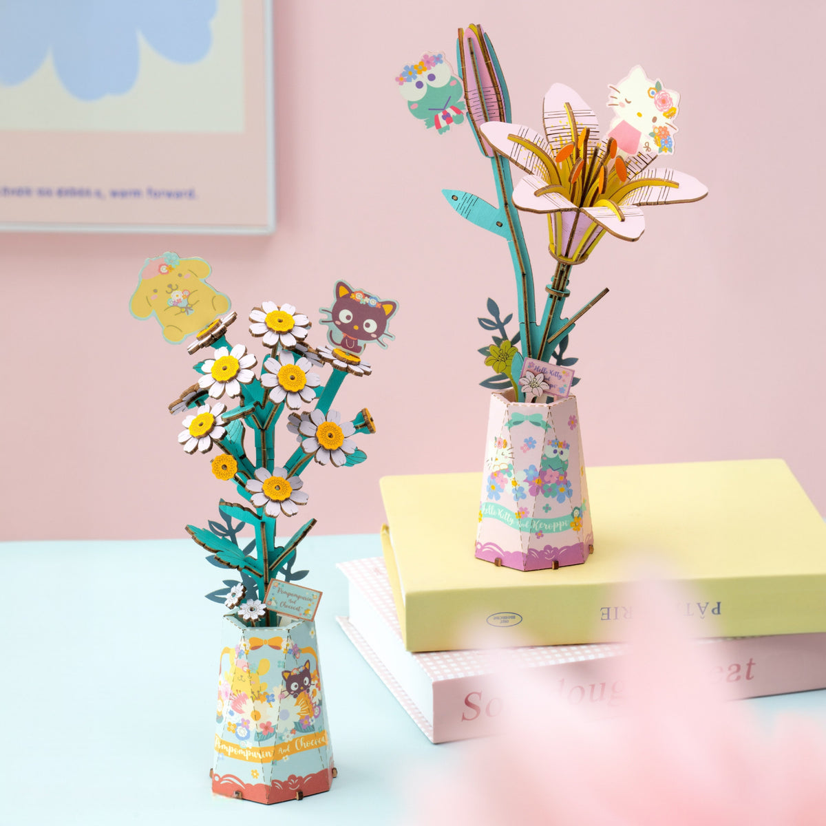 Pompompurin & Chococat Chamomile 3D Wooden Flower Puzzle Kit Toys&Games Hands Craft