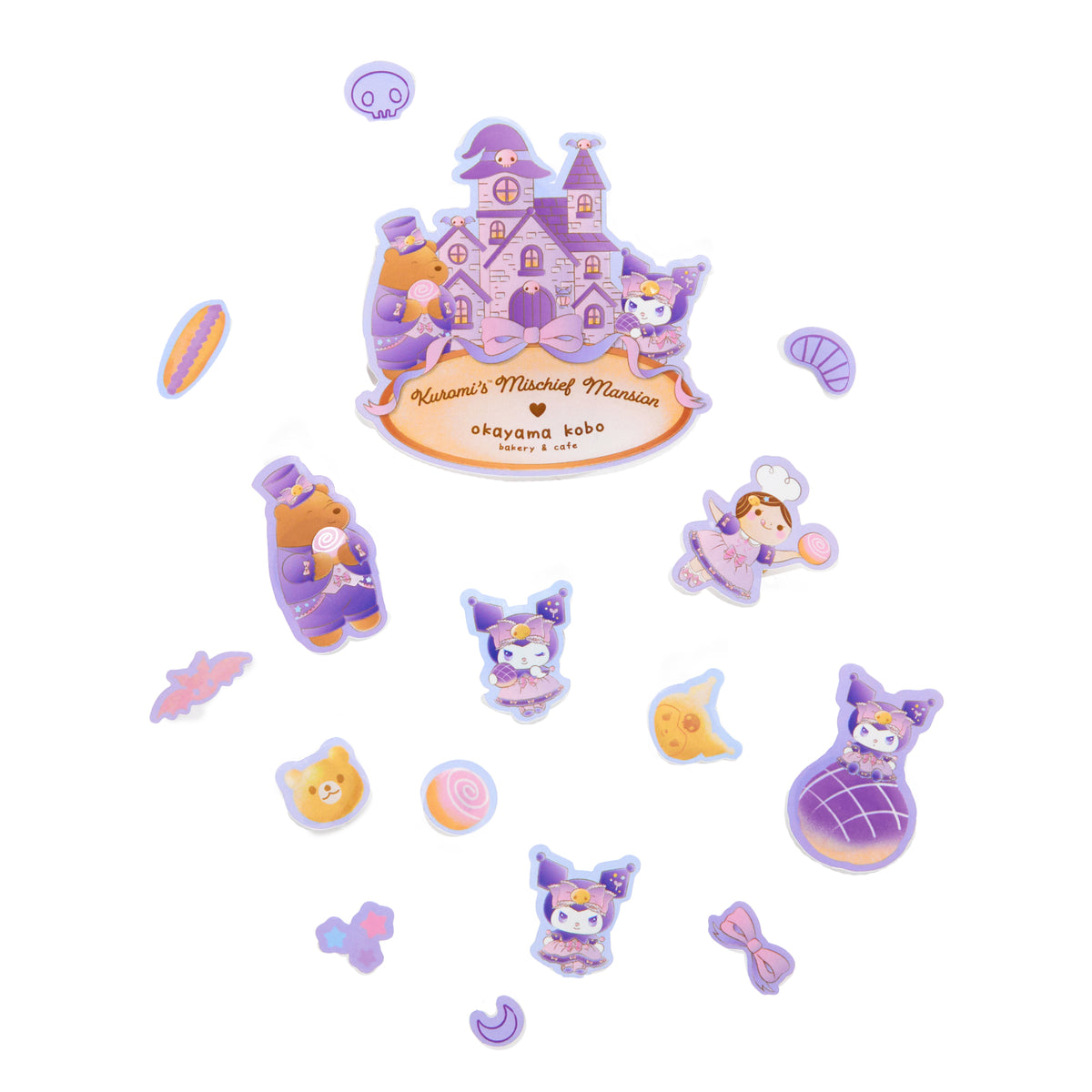 Kuromi x Okayama Kobo Sticker Sheet (Mischief Mansion) Stationery Okayama Kobo
