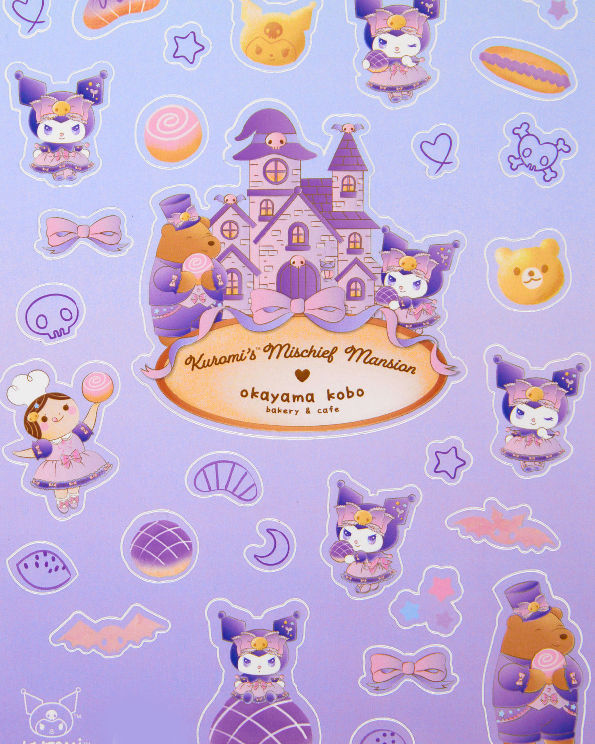 Kuromi x Okayama Kobo Sticker Sheet (Mischief Mansion) Stationery Okayama Kobo