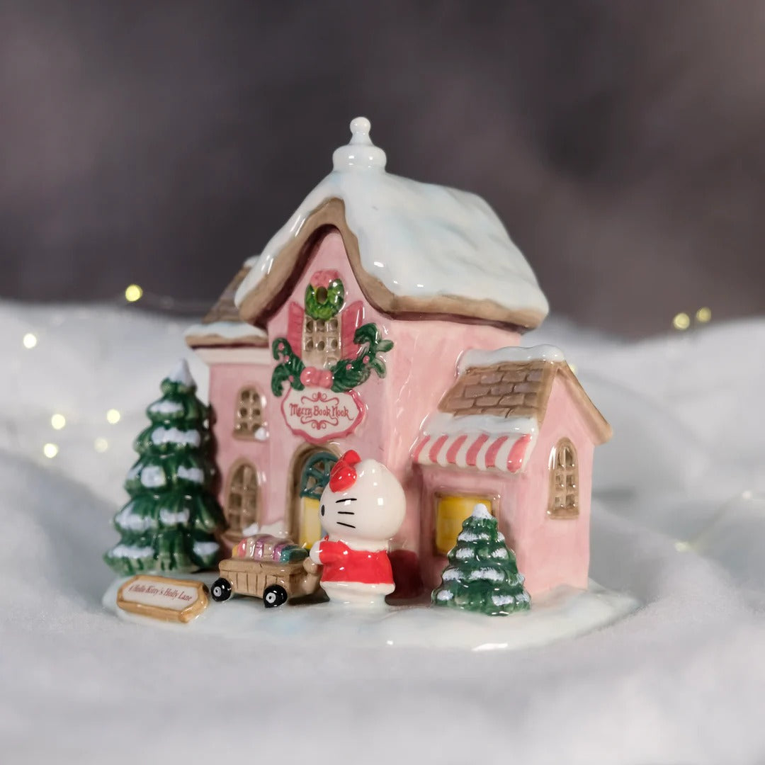 Hello Kitty's Merry Book Nook Ceramic Candle House Home Goods Blue Sky Clayworks
