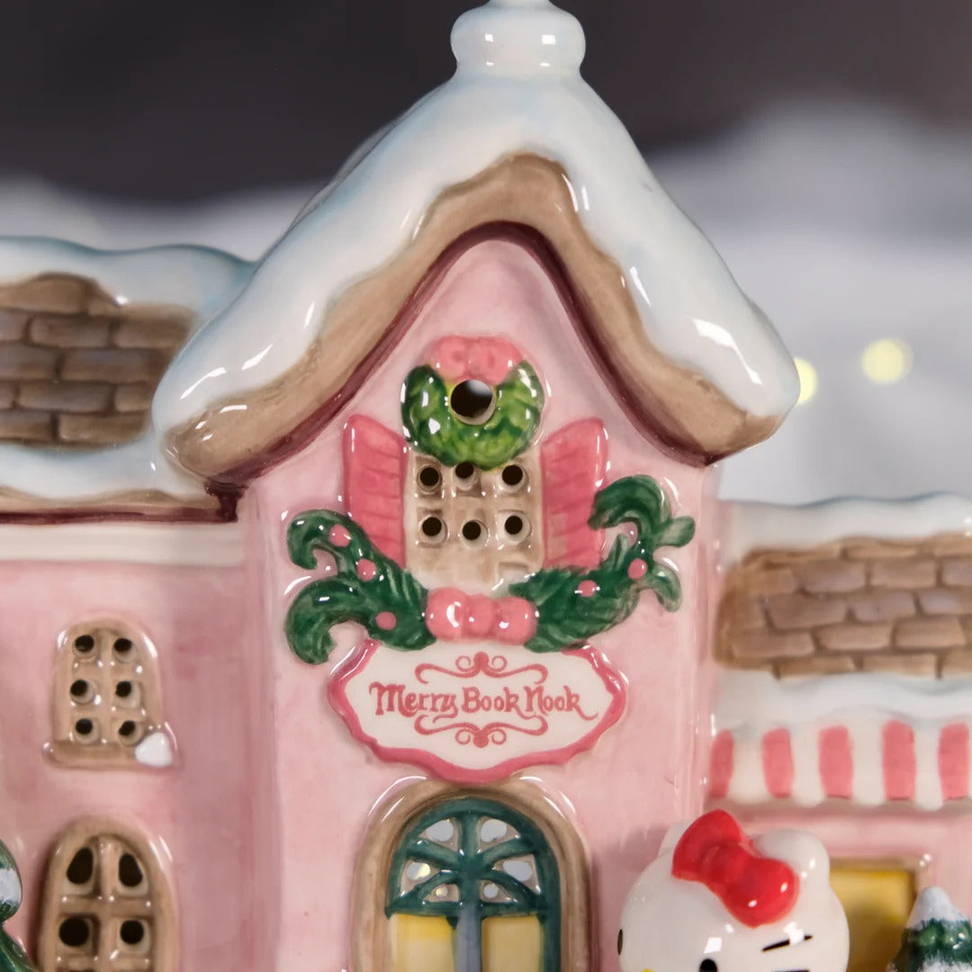 Hello Kitty's Merry Book Nook Ceramic Candle House Home Goods Blue Sky Clayworks