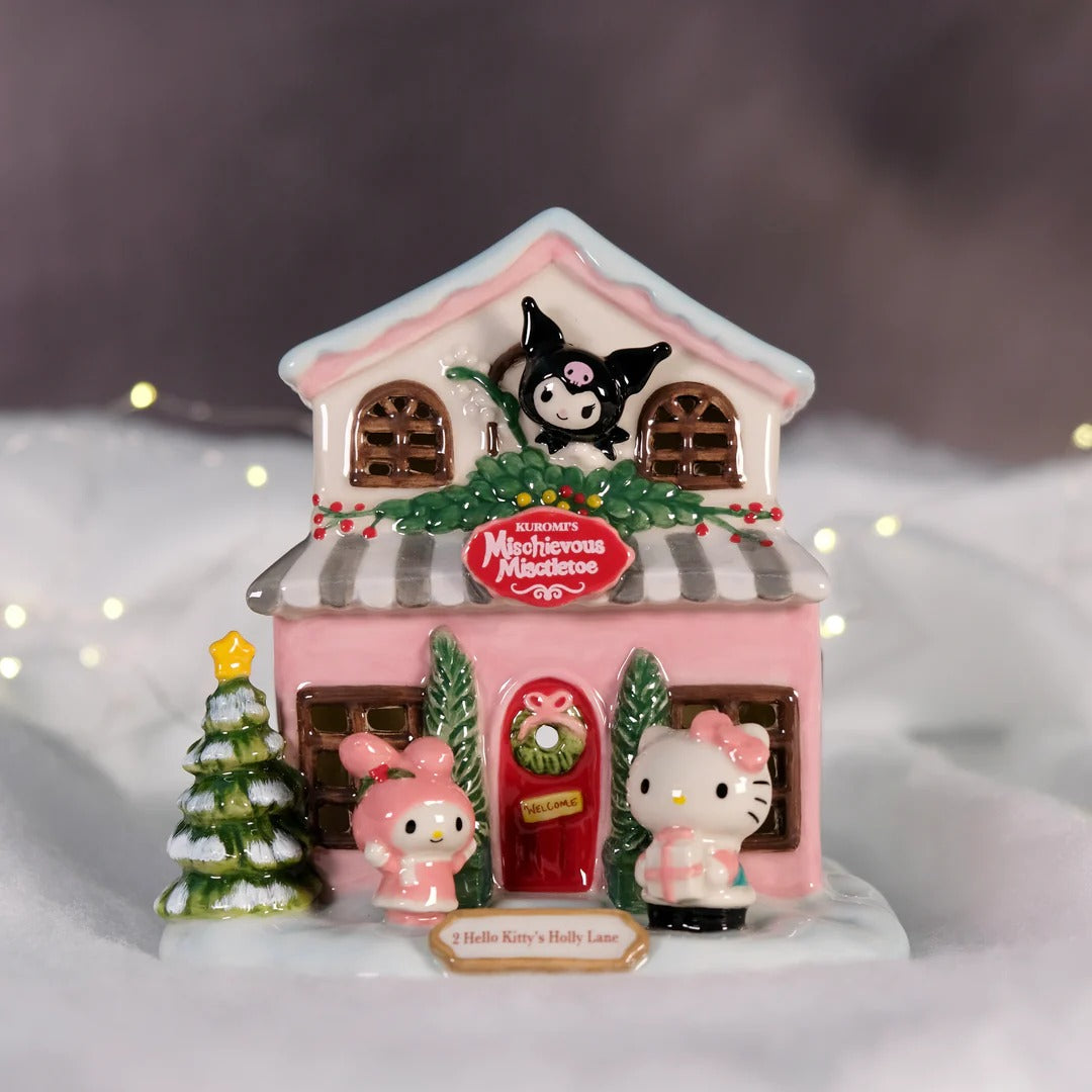 ♡mei♡moka♡トールペイント♡ハローベイビー♡クリスマス Kuromi's Mischievous Mistletoe Ceramic Candle House