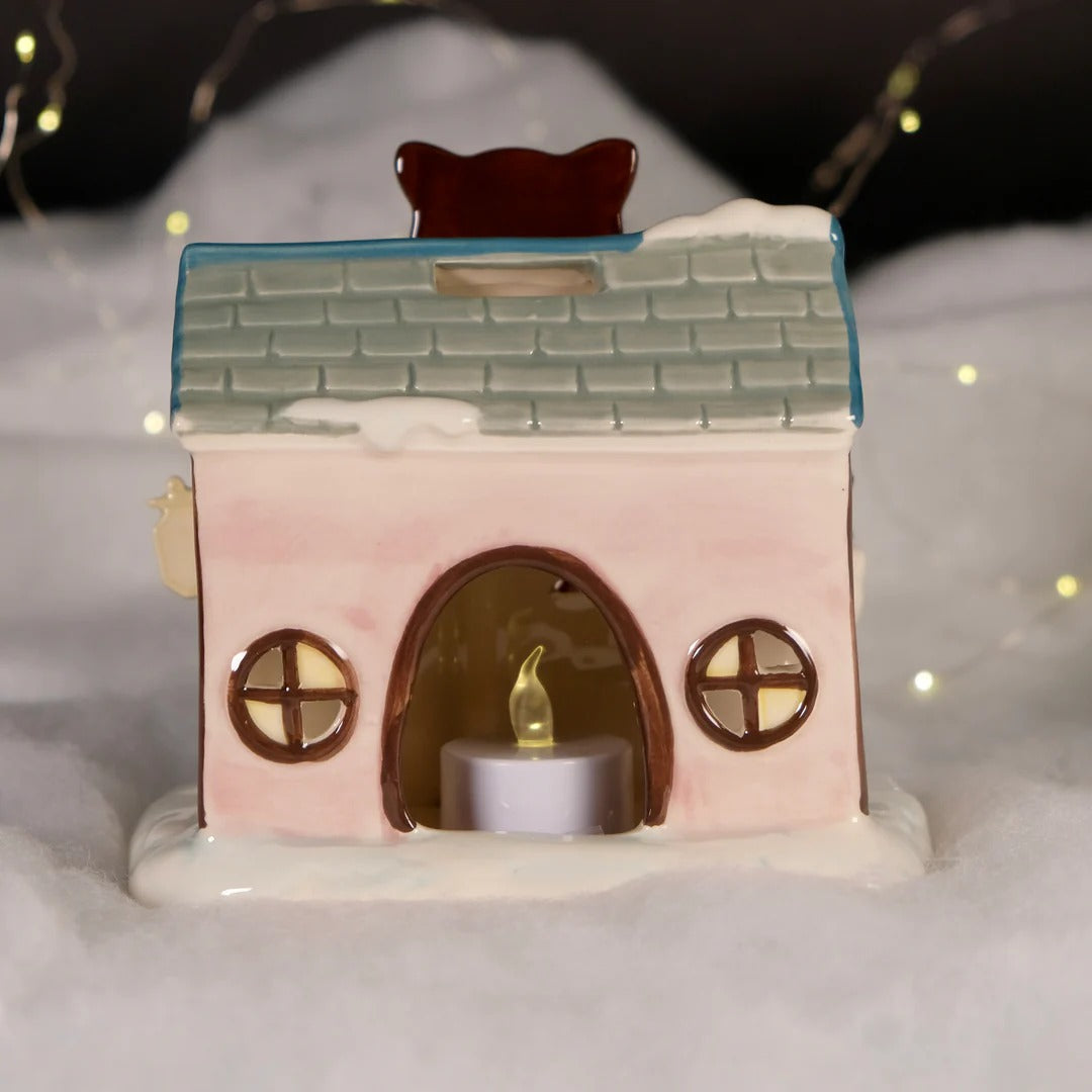 Chococat's Chocolate Chalet Ceramic Candle House Home Goods Blue Sky Clayworks