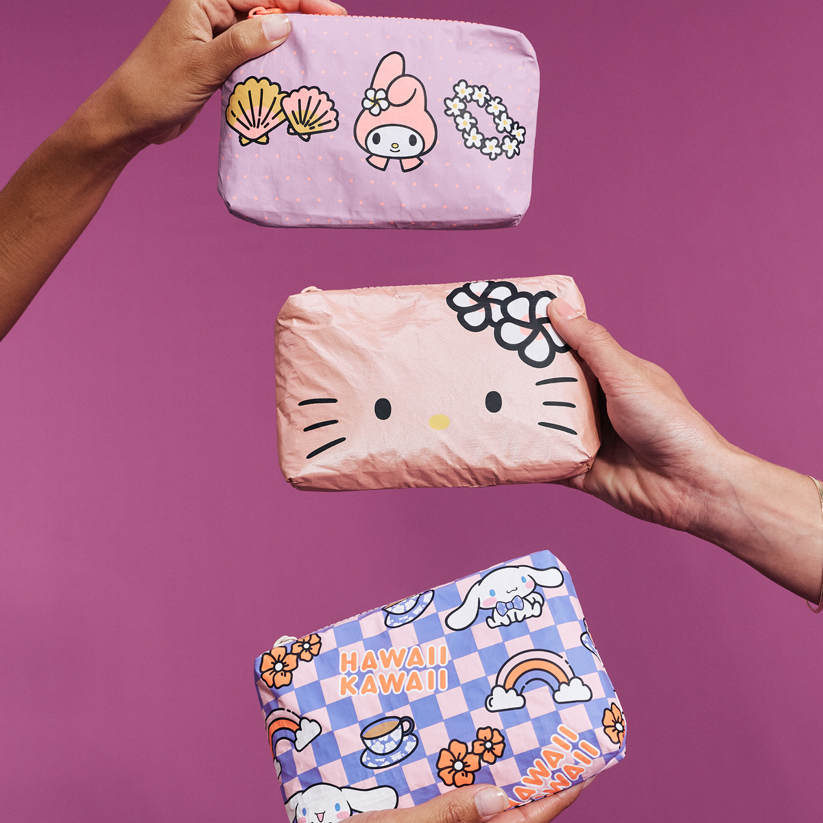 Hello Kitty x Aloha Collection 3-pc Mini Pouch Set (Friendship) Bags Aloha Collection Inc