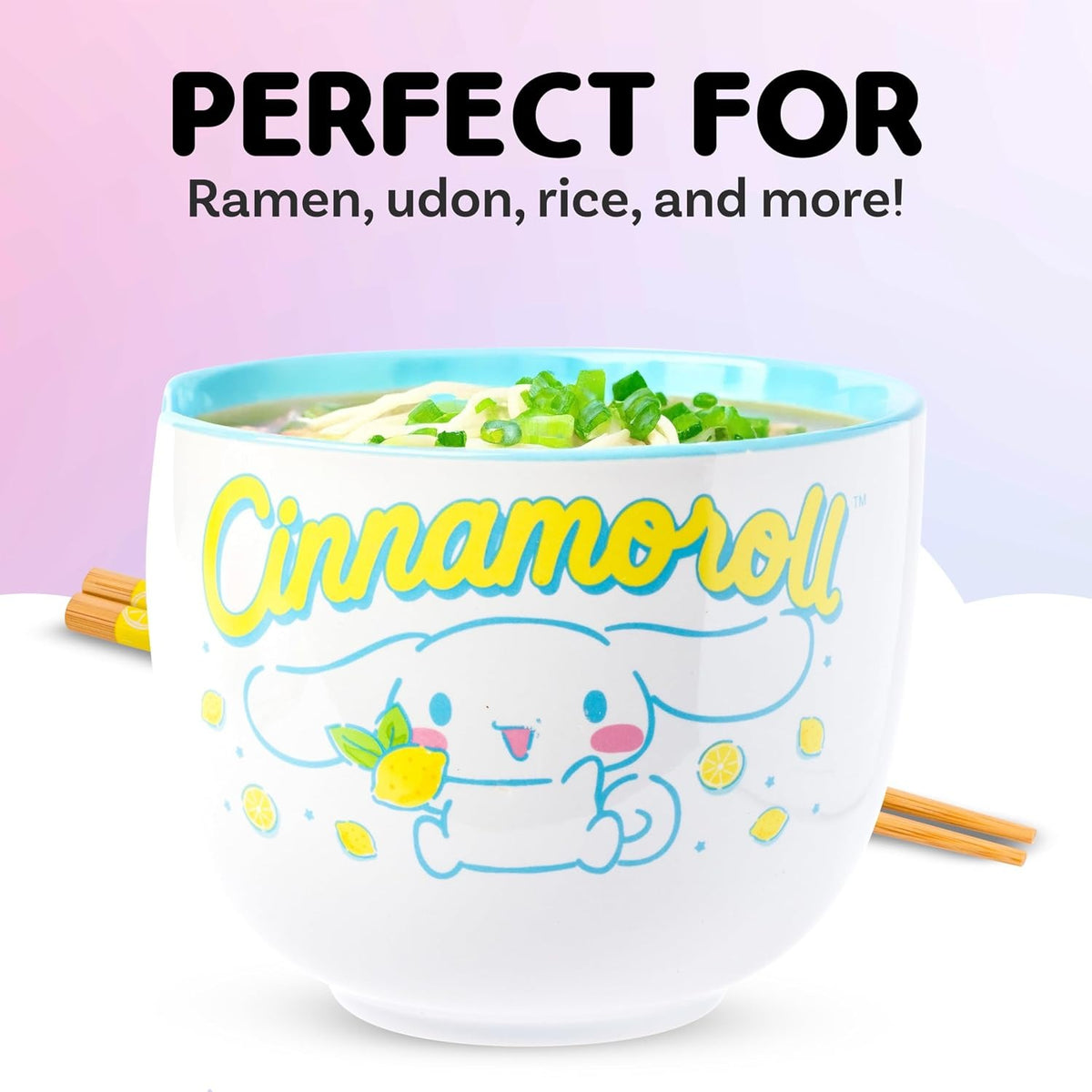 Cinnamoroll Ceramic Ramen Bowl and Chopstick & Spoon Set (Lemons) Home Goods Silver Buffalo