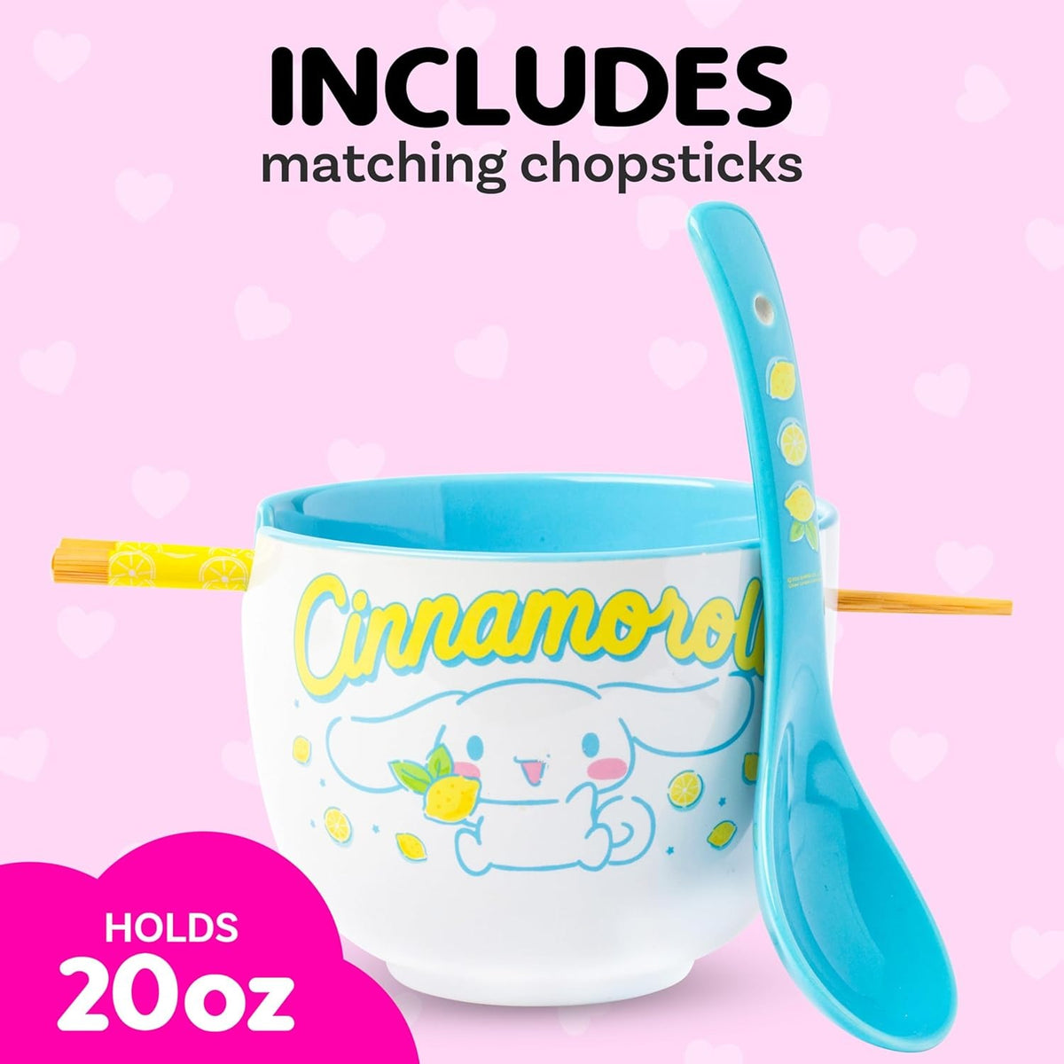 Cinnamoroll Ceramic Ramen Bowl and Chopstick & Spoon Set (Lemons) Home Goods Silver Buffalo