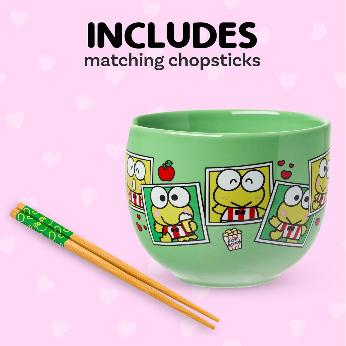 Keroppi Ceramic Ramen Bowl and Chopstick Set (Snap Shots) Home Goods Silver Buffalo