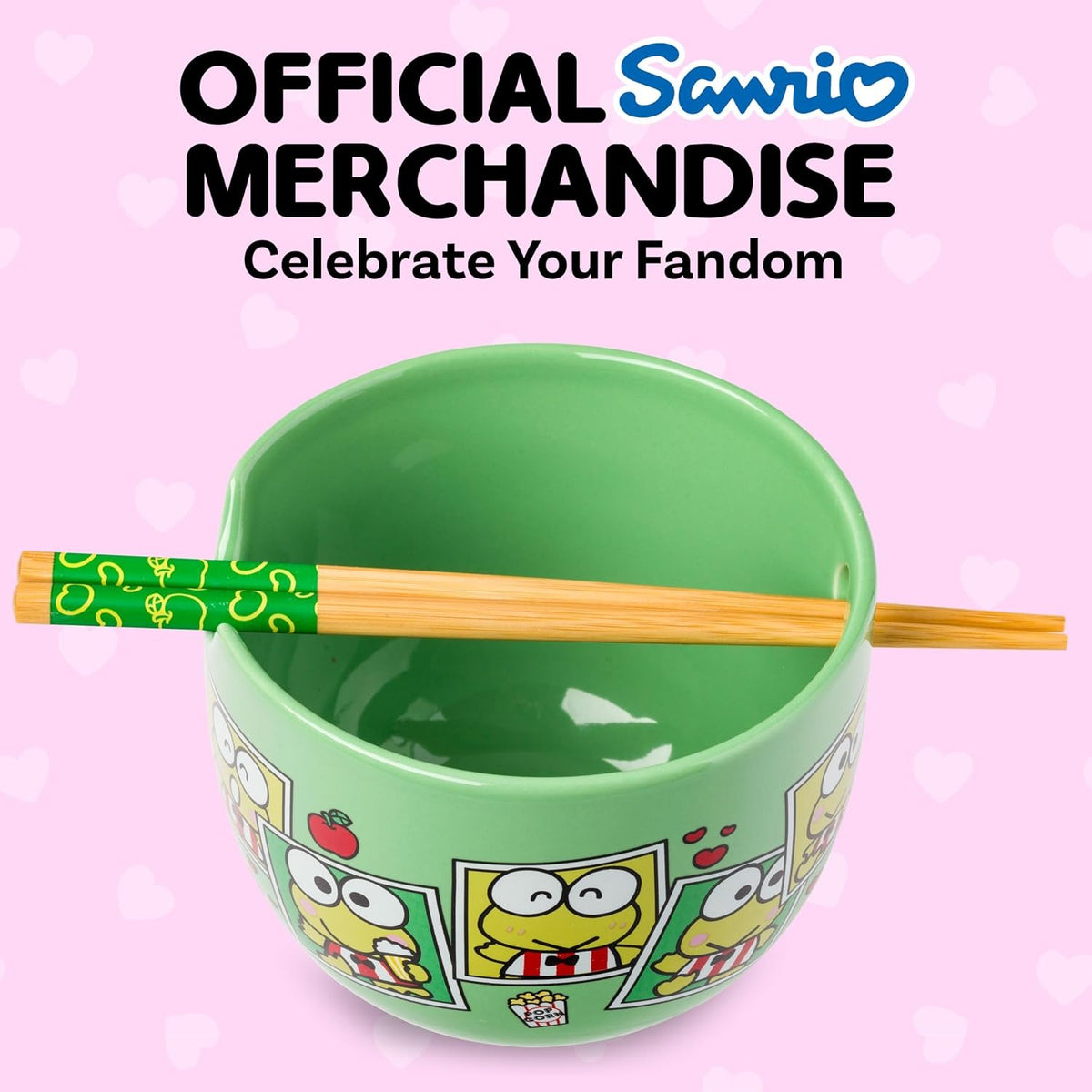 Keroppi Ceramic Ramen Bowl and Chopstick Set (Snap Shots) Home Goods Silver Buffalo