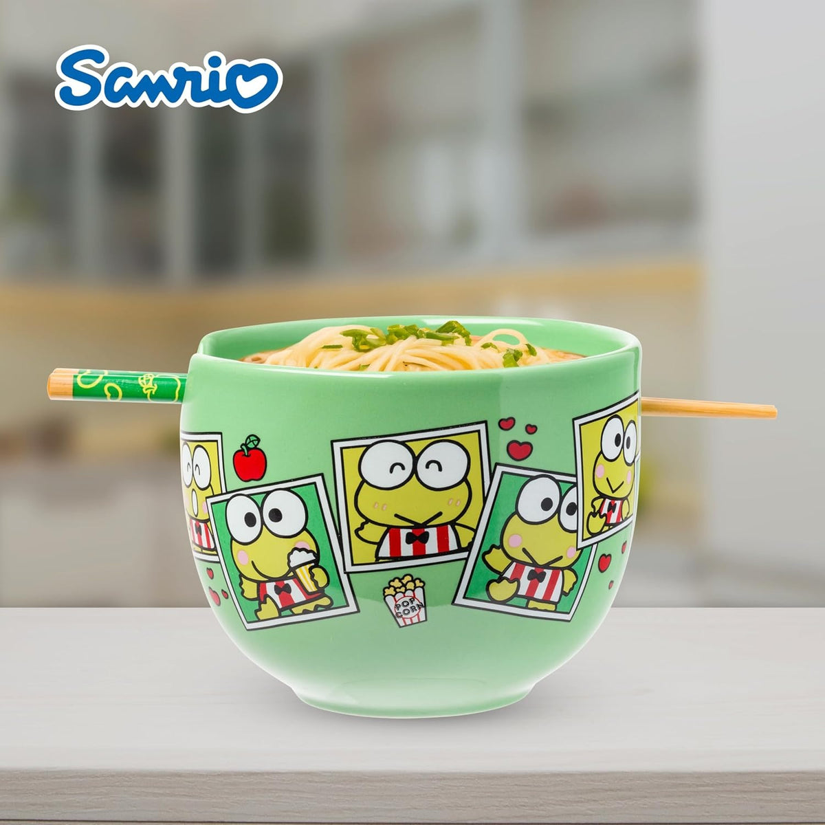 Keroppi Ceramic Ramen Bowl and Chopstick Set (Snap Shots) Home Goods Silver Buffalo