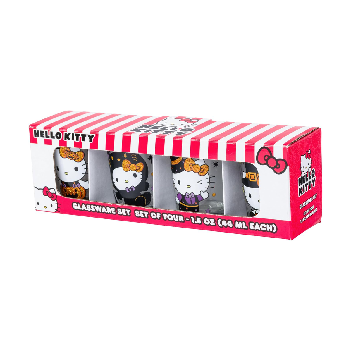 Hello Kitty Mini Glass 4-Piece Set (Halloween Costume) Seasonal Silver Buffalo