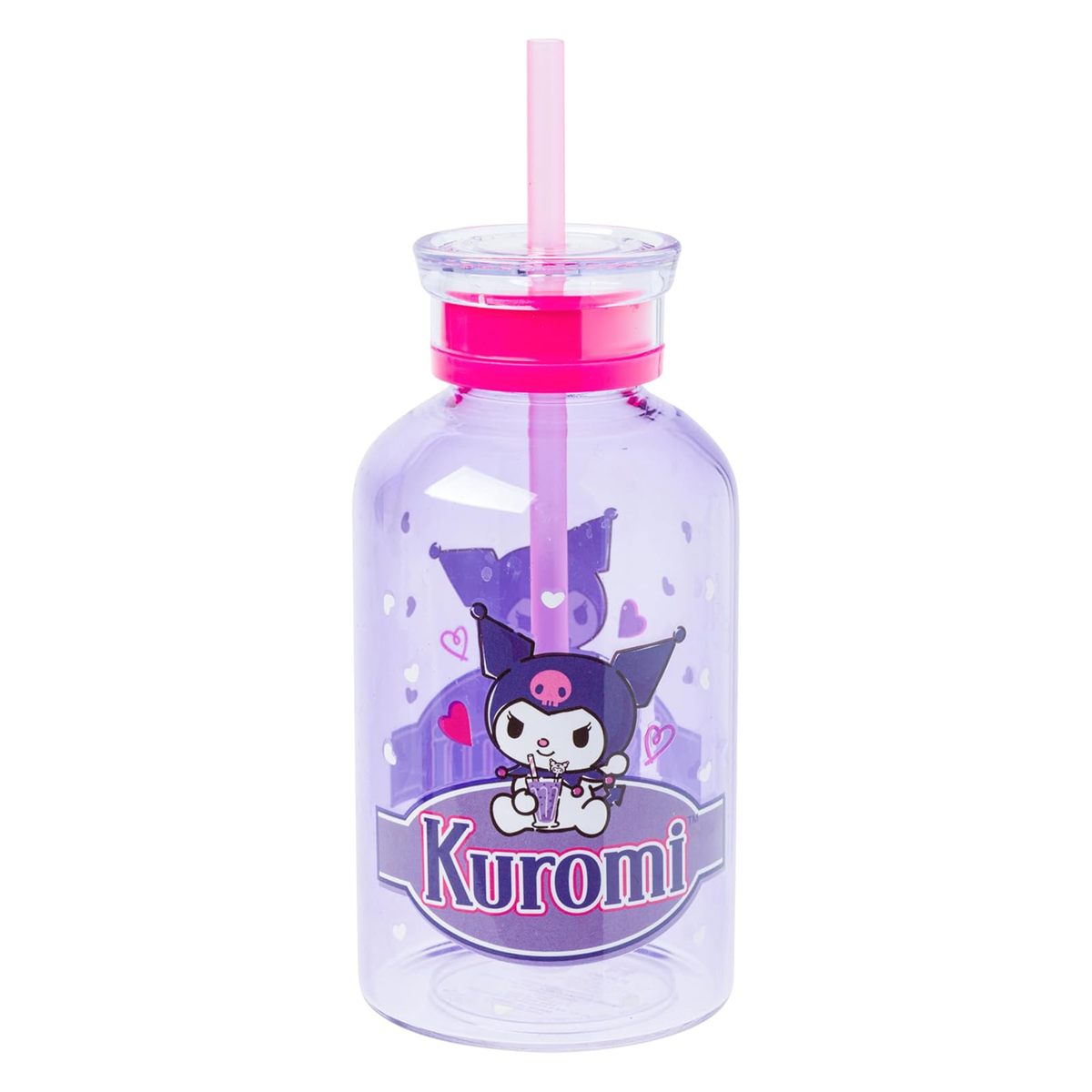 Kuromi 15oz Mini Milk Bottle Glass Tumbler Home Goods Silver Buffalo