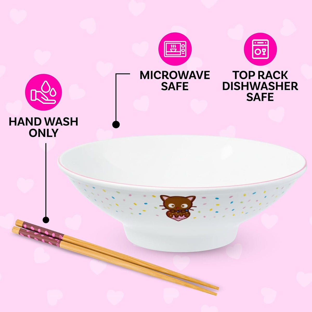 Chococat Ceramic Noodle Bowl and Chopstick Set (Sprinkles) Home Goods Silver Buffalo