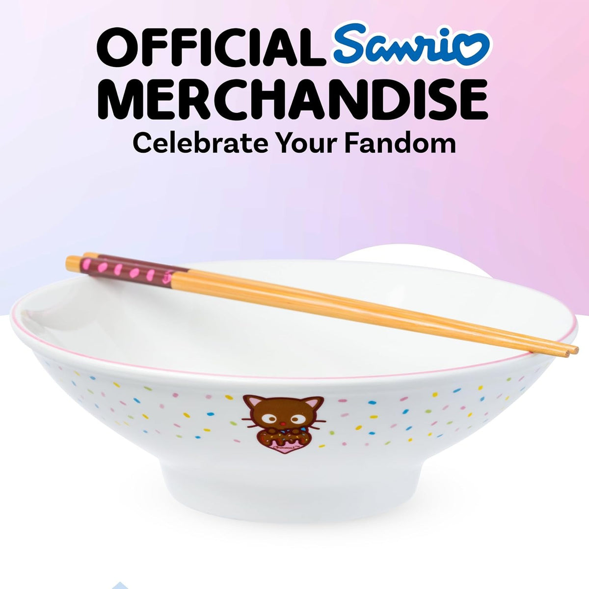 Chococat Ceramic Noodle Bowl and Chopstick Set (Sprinkles) Home Goods Silver Buffalo