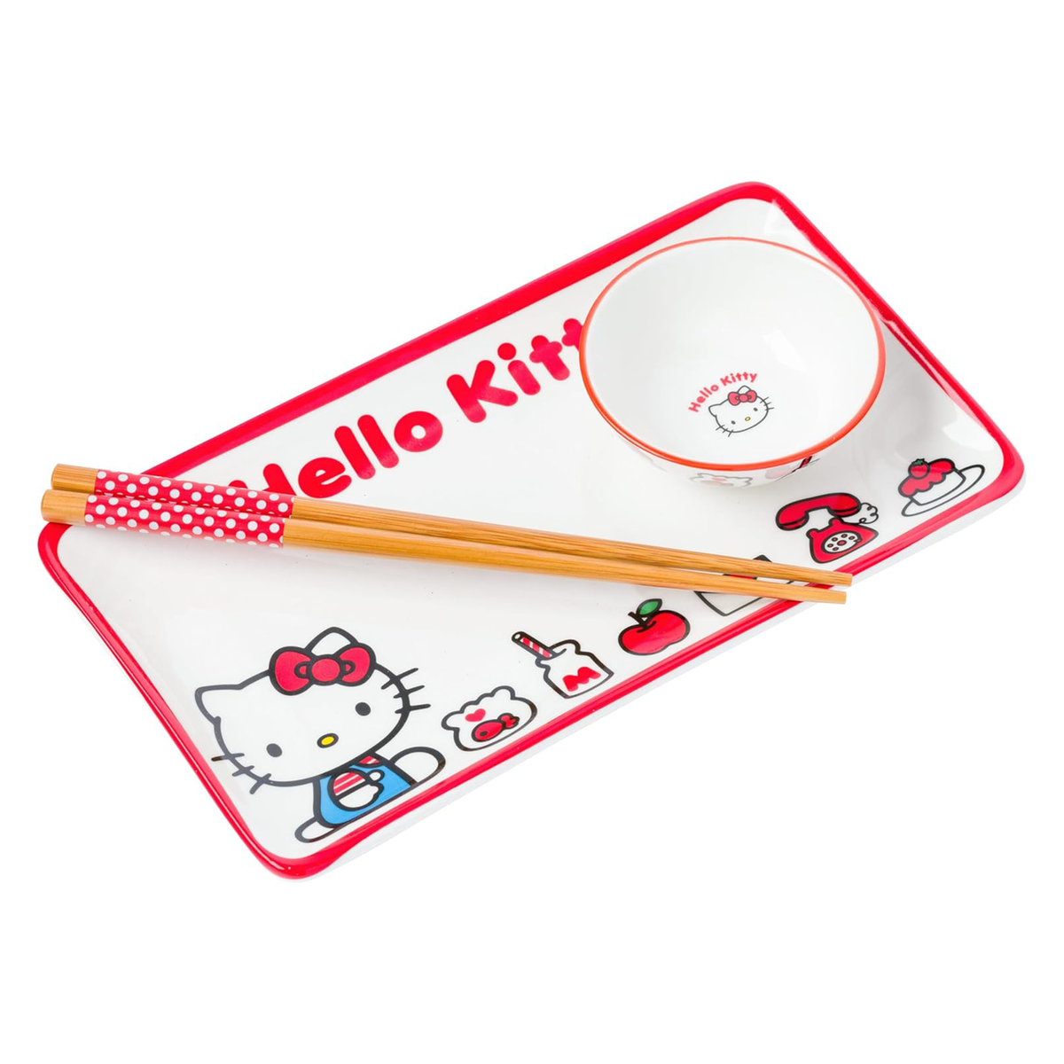 Silver Buffalo Set Ramen Hello Kitty - Ciotola 590ml E Bacchette Con Motivo Mele E Cannella