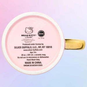 Hello Kitty Sculpted Bow Ceramic Mug (Pink & Gold) Home Goods Silver Buffalo