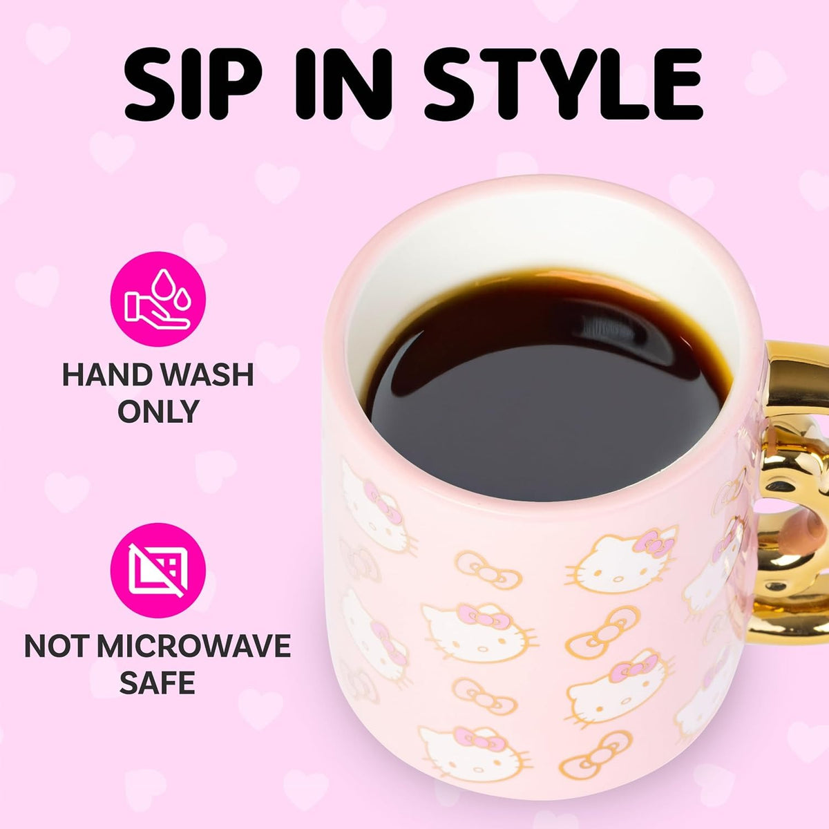 Hello Kitty Sculpted Bow Ceramic Mug (Pink & Gold) Home Goods Silver Buffalo