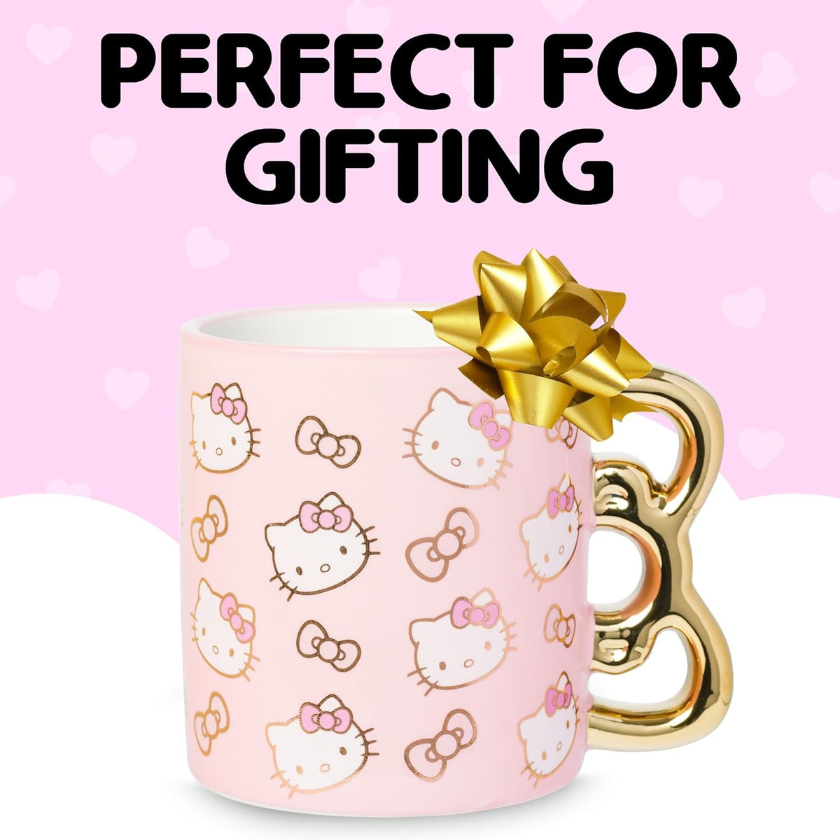 Hello Kitty Sculpted Bow Ceramic Mug (Pink & Gold) Home Goods Silver Buffalo