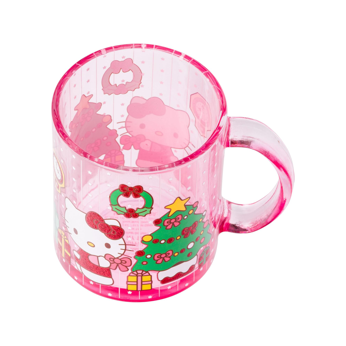 Hello Kitty Pink Glass Mug (Holiday Glitter) Seasonal Silver Buffalo