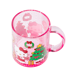 Hello Kitty Pink Glass Mug (Holiday Glitter) Seasonal Silver Buffalo