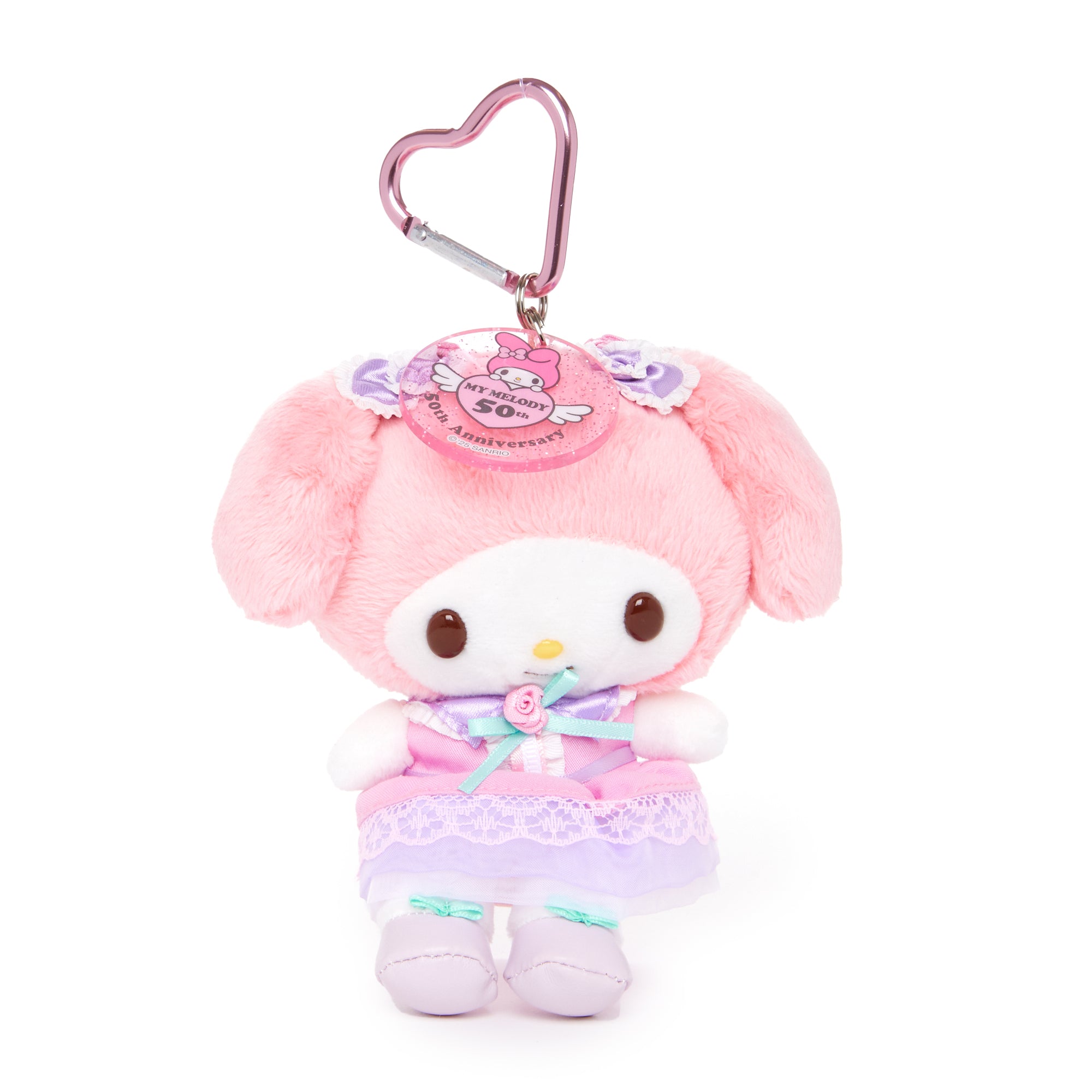 My Melody Pink Rose Plush Mascot Keychain (50th Anniv. Series)