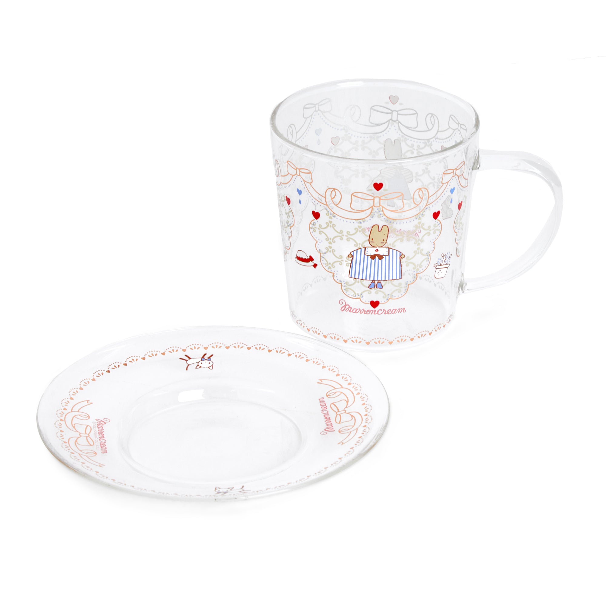 Marron Cream Glass Cup and Saucer Set