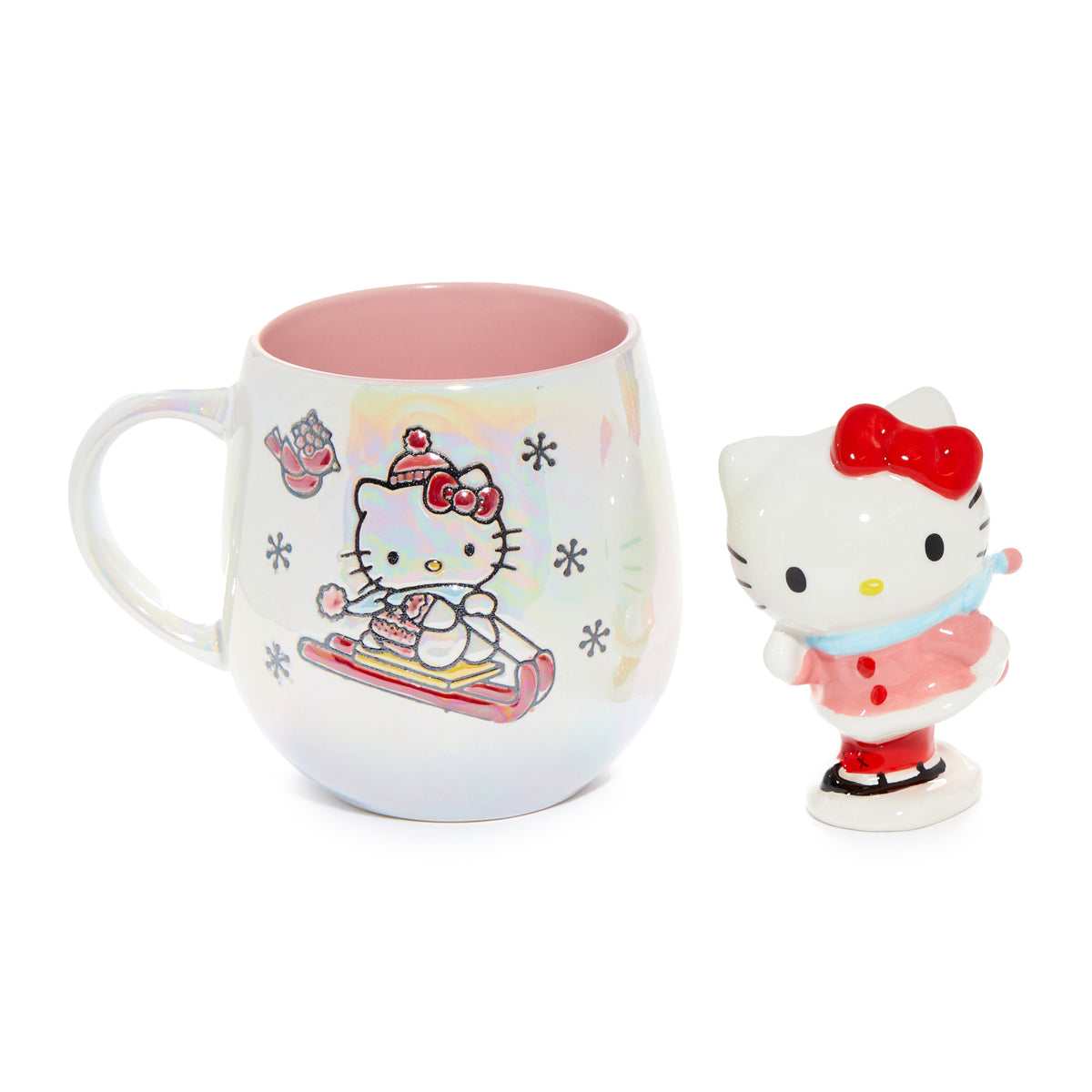 Hello Kitty Holiday Ski Ceramic Mug and Figurine Gift Set Home Goods Blue Sky Clayworks