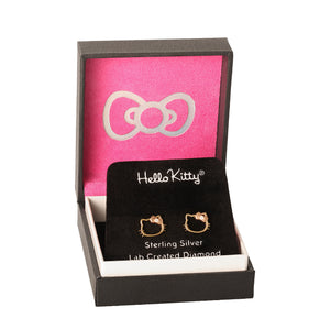 Hello Kitty Gold Plated Silhouette Diamond Stud Earrings Jewelry JACMEL JEWELRY INC   