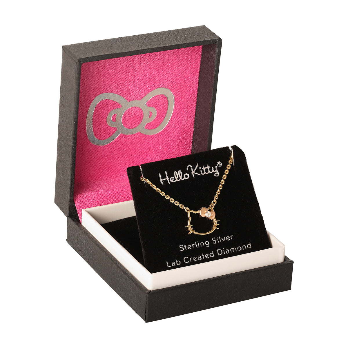 Hello Kitty Gold Plated Silhouette Diamond Necklace Jewelry JACMEL JEWELRY INC   