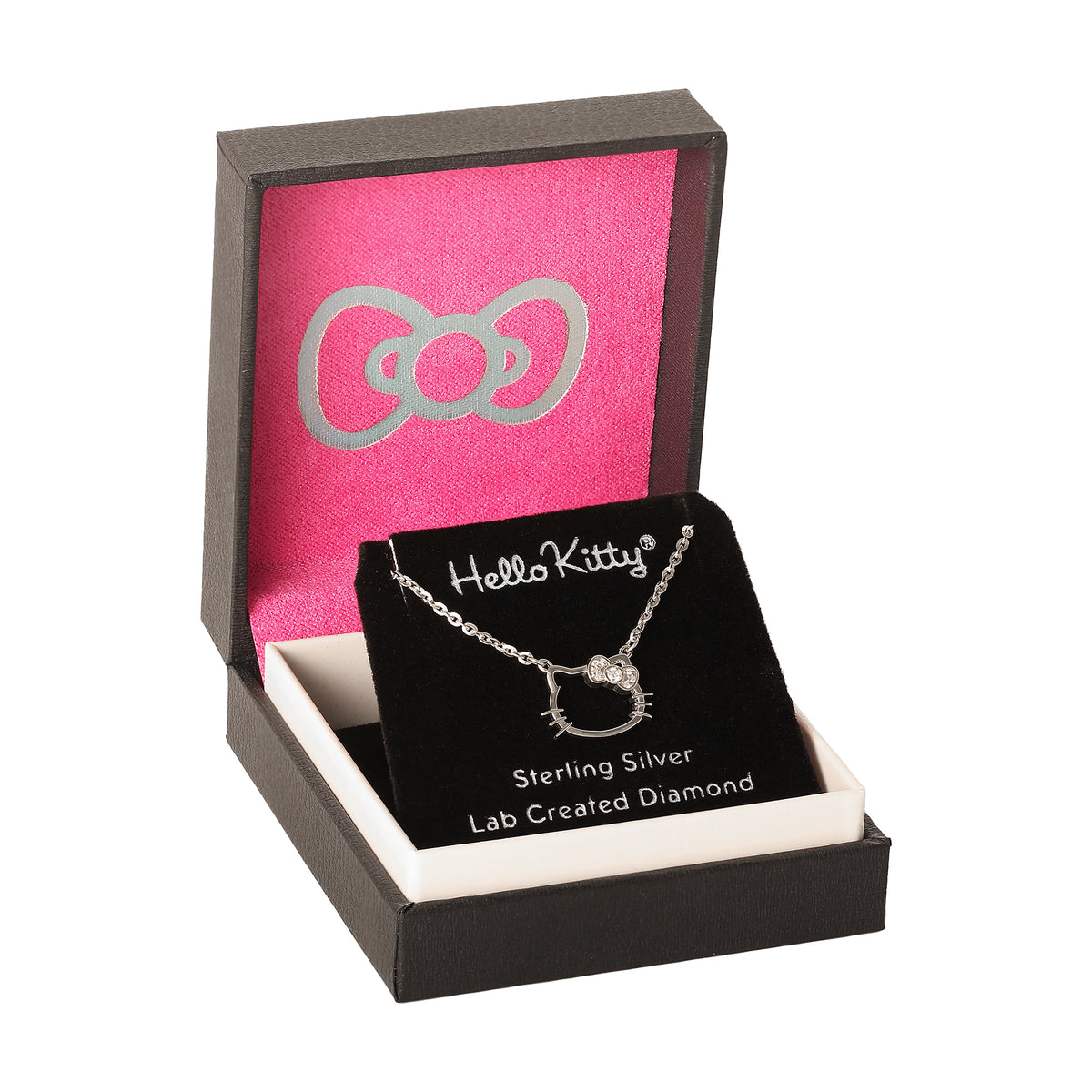 Hello Kitty Sterling Silver Silhouette Diamond Necklace