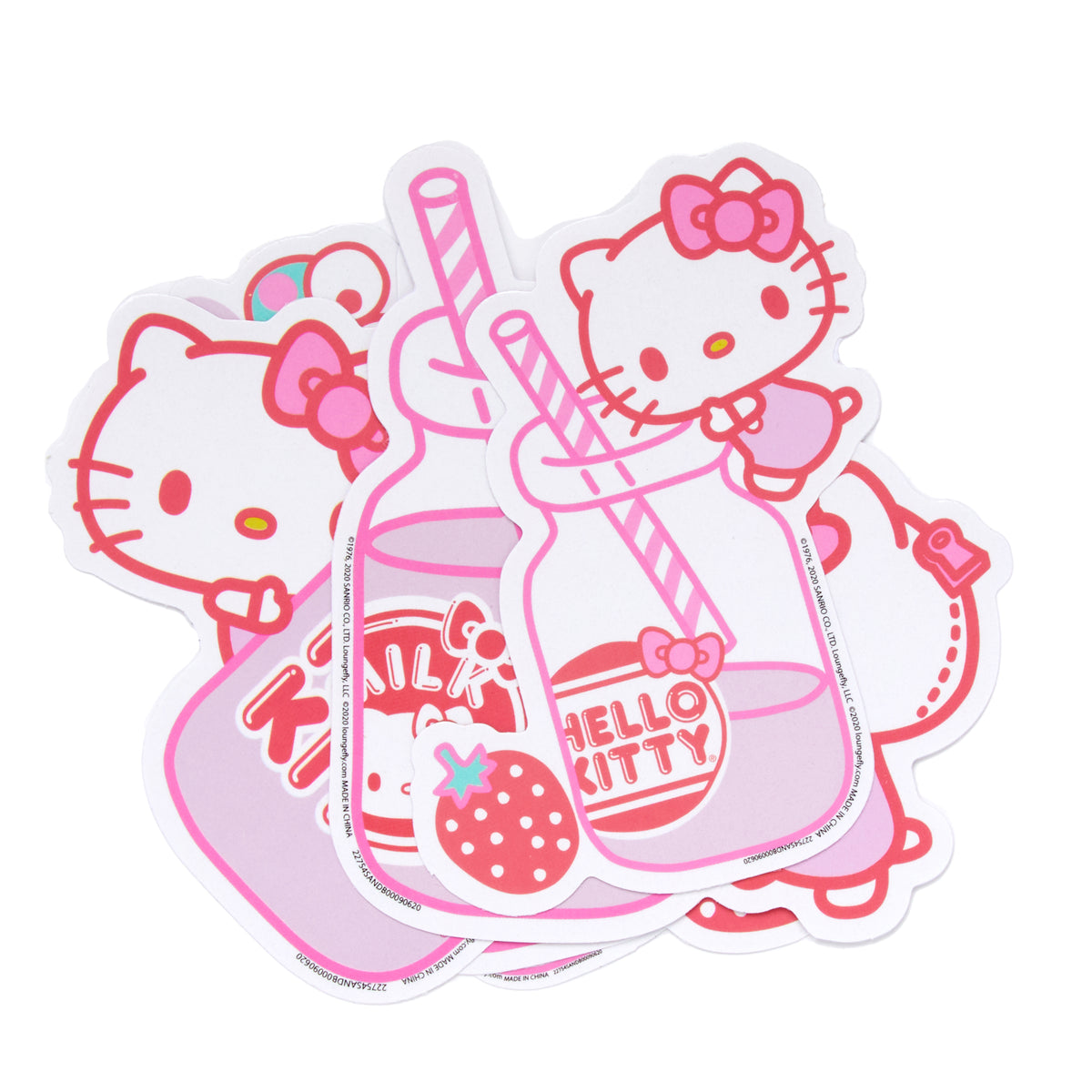 Hello Kitty and Friends 5-pc Sticker Pack (Strawberry Milk) Stationery Loungefly   