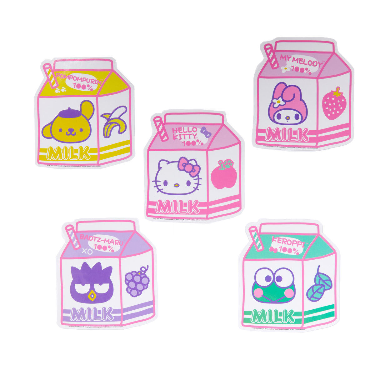 Hello Kitty and Friends 5-pc Sticker Pack (Milk Cartons) Stationery Loungefly   