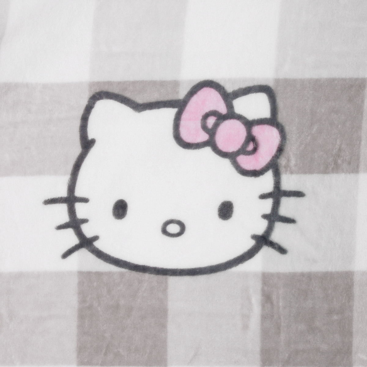 Hello Kitty Plush Throw Blanket 50x70 Grey Plaid Blanket