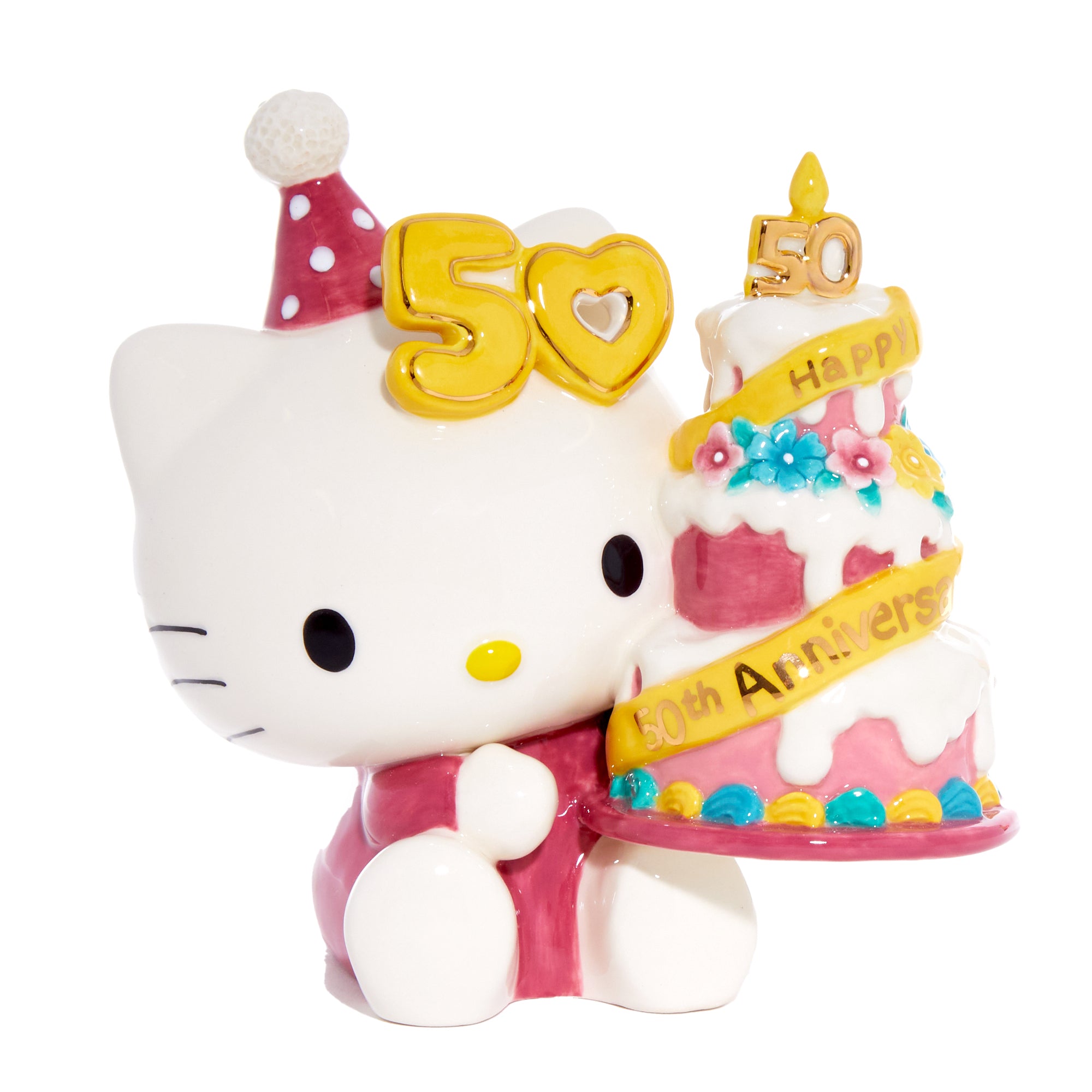 Hello Kitty 50th Anniversary Ceramic Celebration Cake Figurine Home Goods Blue Sky Clayworks   