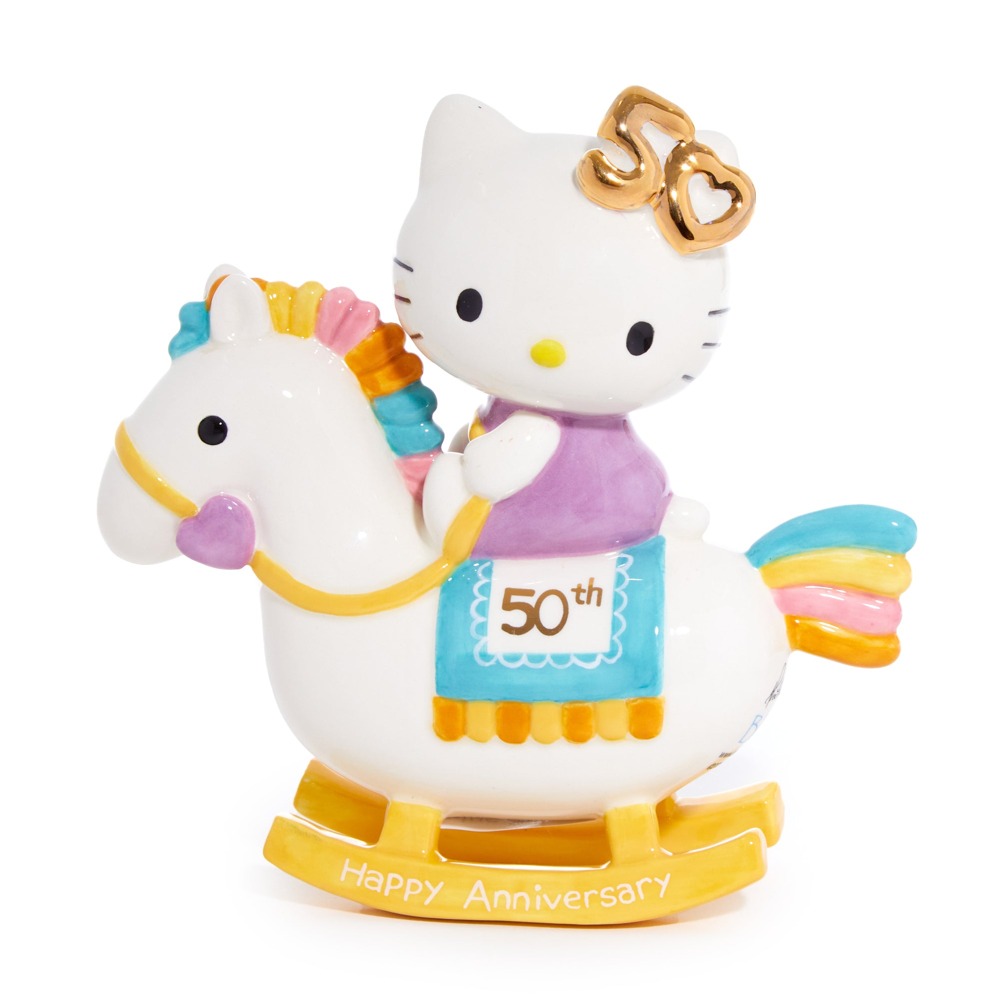Hello Kitty 50th Anniversary Ceramic Rocking Horse Figurine Home Goods Blue Sky Clayworks   