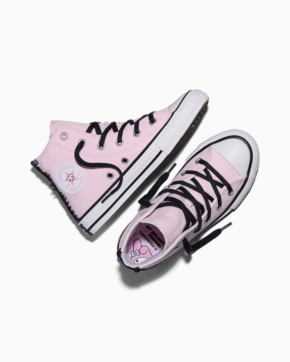 Converse x My Melody & Kuromi Chuck Taylor All Star Hi-Top Sneaker (Kids - Pink) Shoes CONVERSE