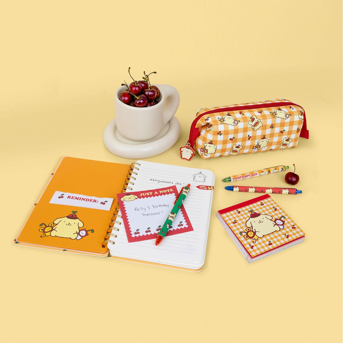 Pompompurin x Studio Oh! Cherries Soft-Touch Gel Pen Set Stationery Studio Oh!