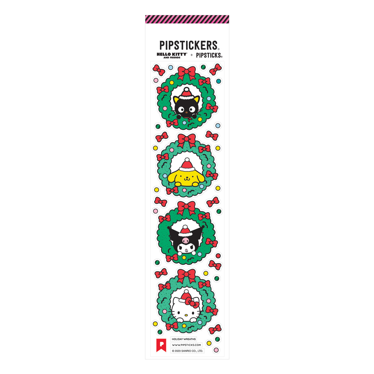 Hello Kitty And Friends x Pipsticks Holiday Wreaths Sticker Sheet Stationery Pipsticks Inc   