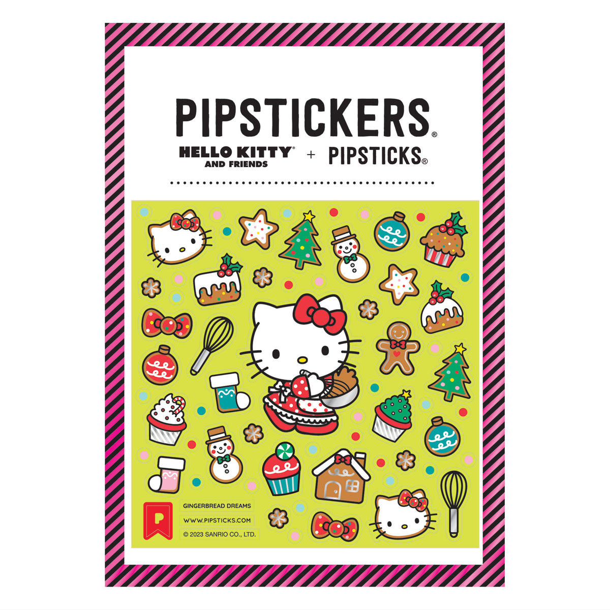 Hello Kitty x Pipsticks Gingerbread Dreams Sticker Sheet Stationery Pipsticks Inc   
